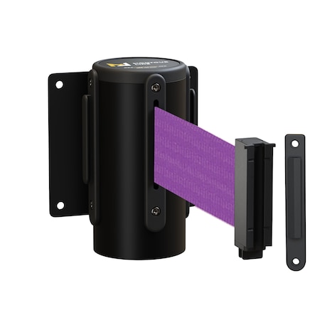 Montour Line Retr. Belt Barrier Wall Mnt Black Case Fxd, 8.5' Purple Belt MWM100-BK-PE-F-S-85